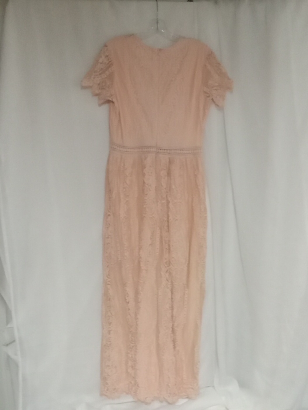 Peach Blush Lace Maxi Dress with Crochet Trim - Picture 6 of 6